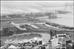 The canals at Tifft Farm shown near center of this photograph