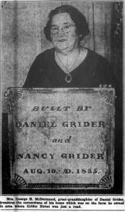 Daniel Grider's great-granddaughter.  Courier-Express, February 4, 1940