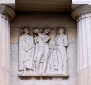 Wedding of the Waters at the Buffalo History Museum...depicting Governor Dewitt Clinton with Samuel Wilkeson, George Coit and Charles Townsend at the opening of the Erie Canal