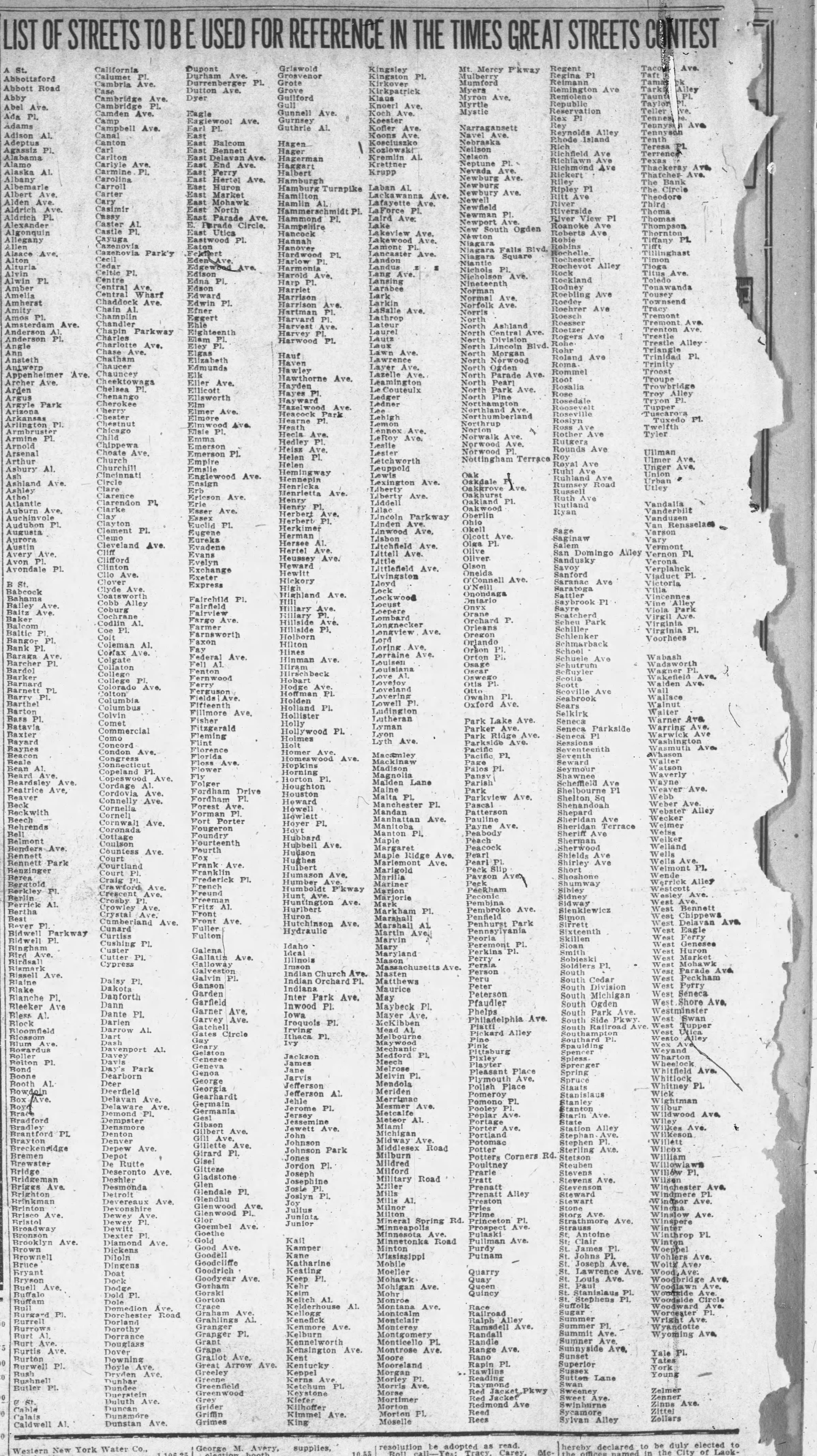 Greats_Streets_Contest list of streets